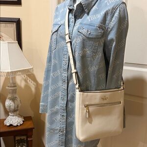 Kate Spade Jackson Top Zip Crossbody Leather Bag with Gold Accents